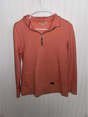 L.L.Bean Coral Quilted Half-Zip Pullover Sweatshirt Small